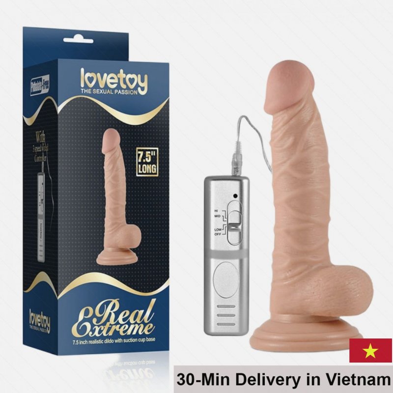 Lovetoy Real Extreme 7.5 Silicone Ribbed Vibrating Dildo 