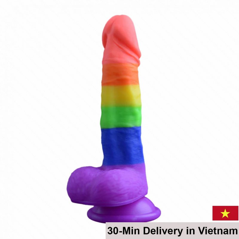 Yeain Rainbow Soft Silicone Dildo with Suction Cup 
