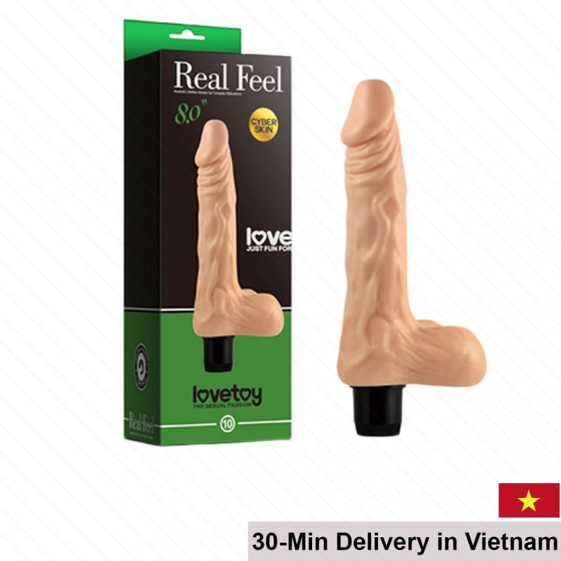 Lovetoy Real Feel Silicone Vibrating Dildo with Balls – Waterproof 