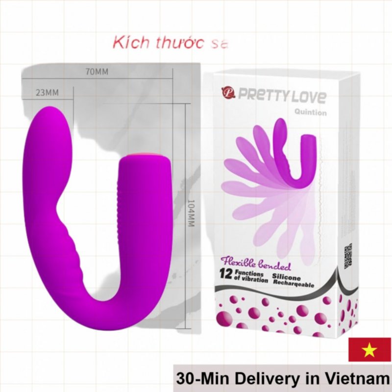 Prettylove Quintion U-Shaped Multi-Speed Silicone Couples Vibrator 