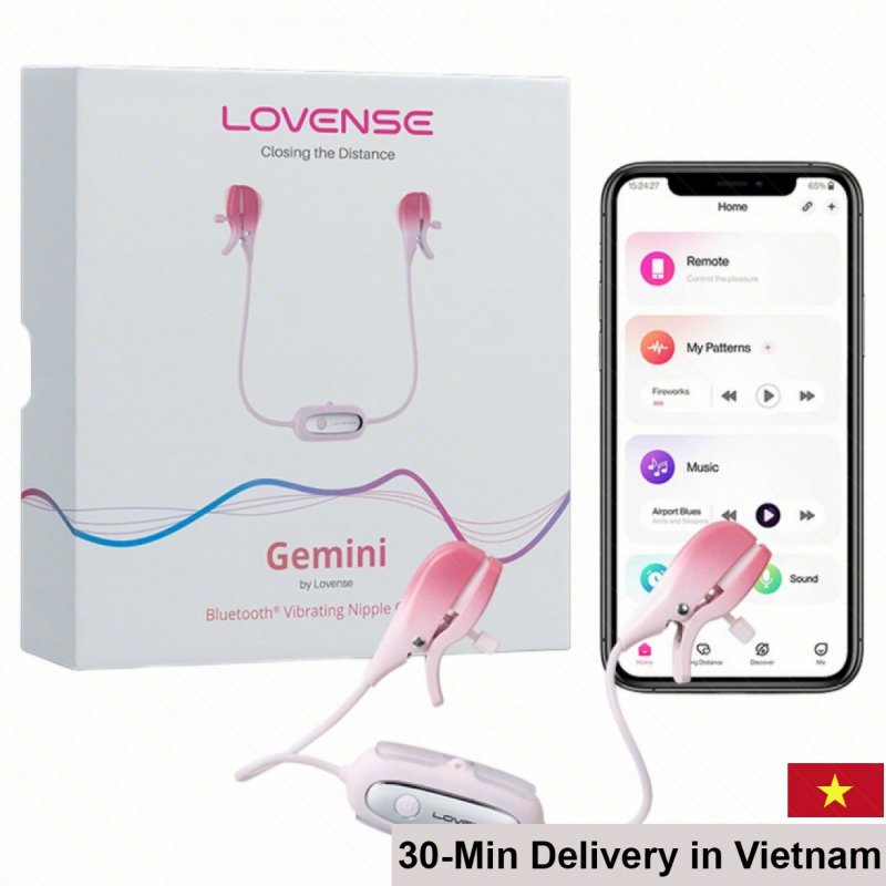 Lovense Gemini Nipple Clamps Vibrating Remote Control BDSM Toy 