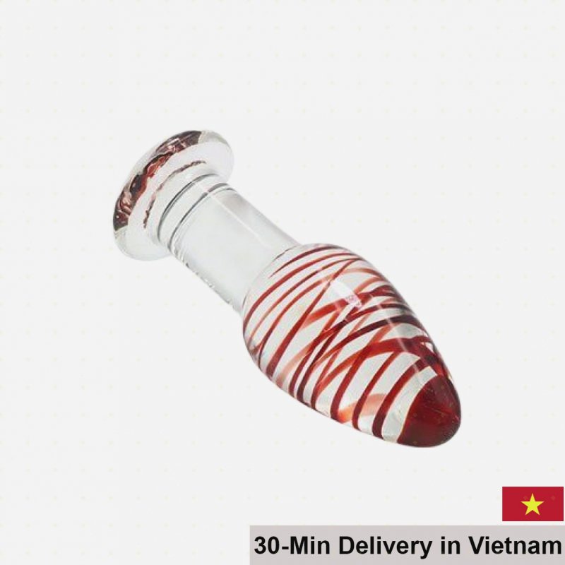 Glass Anal Plug Prostate Stimulator for Gay Men Clear Red 