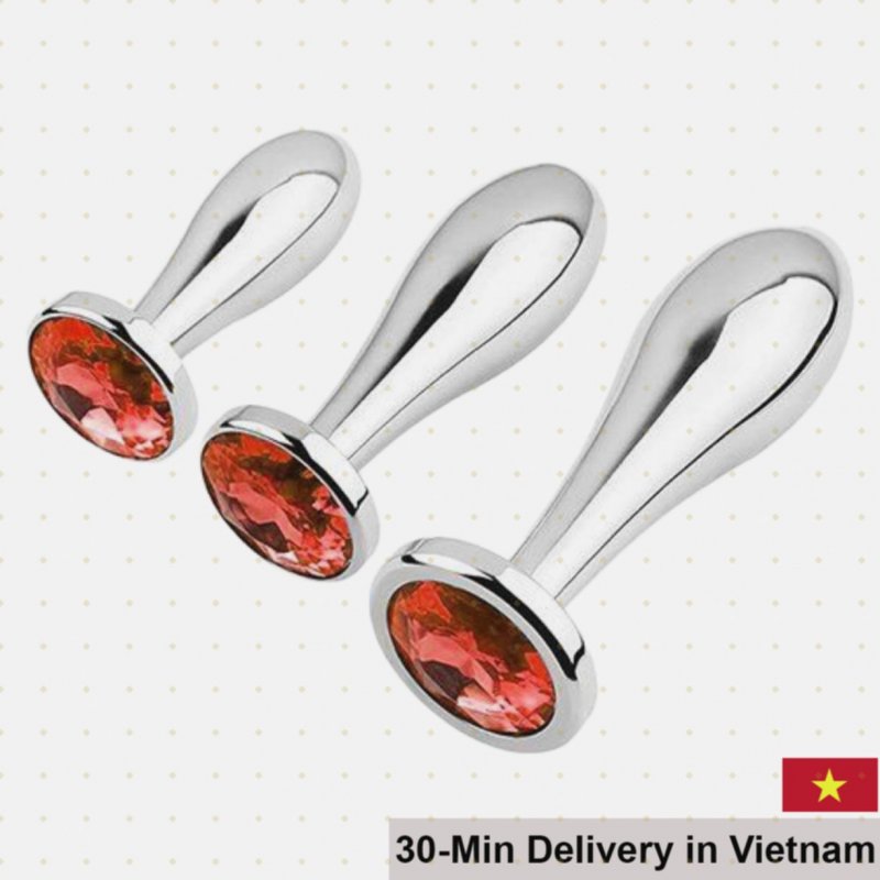Set of 3 Metal Water Drop Shaped Anal Plugs 