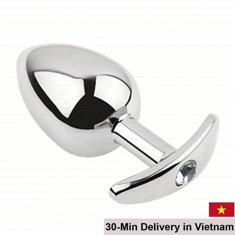 Silver Stainless Steel Anal Plug Slim Tip Easy Insertion 