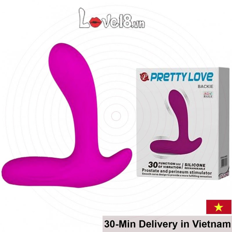 Prettylove Backie Anal Vibrator Silicone Black Pink Strong Massage 
