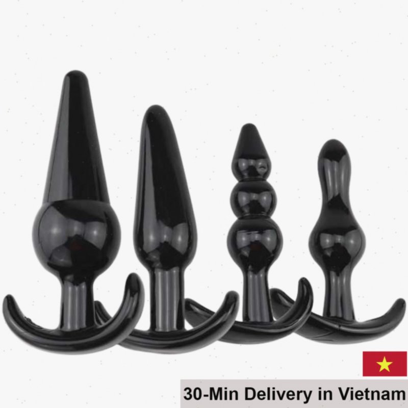 Set of 4 Ultra Soft Silicone Anal Plugs Waterproof 