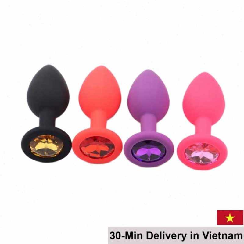 Silicone Anal Plug with Crystal Stones Flexible Luxury 