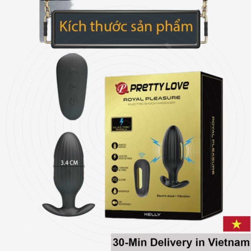 Prettylove Kelly 24K Gold Electroshock Anal Massager 