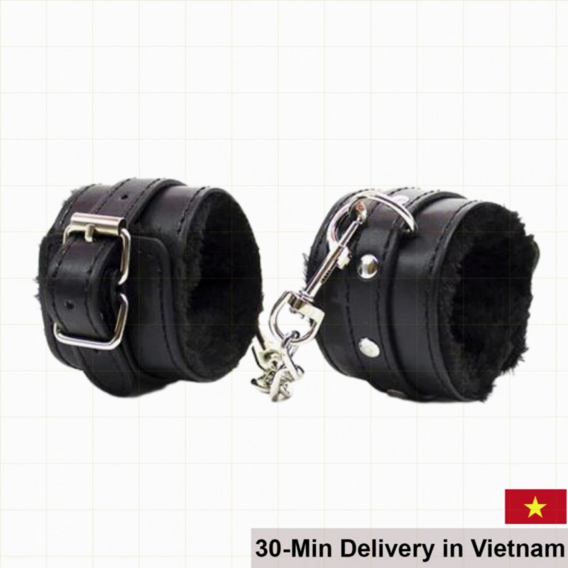 Leather handcuffs BDSM adult toy restraint 