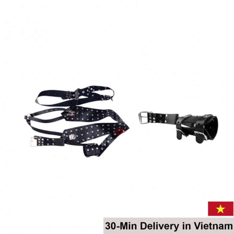 Leather Bondage Set with Adjustable Straps for BDSM Play 