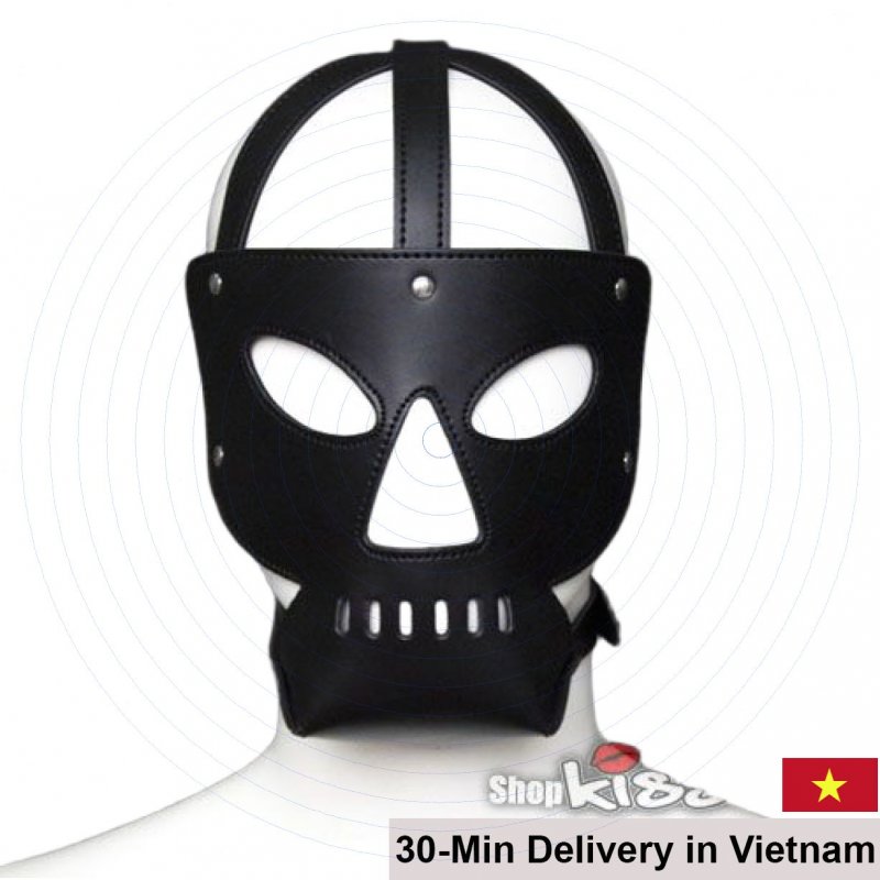 BZ10B Full Leather BDSM Mask Erotic Fetish Accessory 