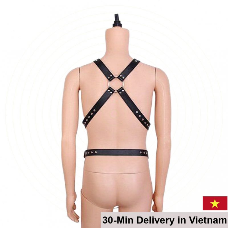 BDSM Full Body PU Leather Restraint Harness for Extreme Play 