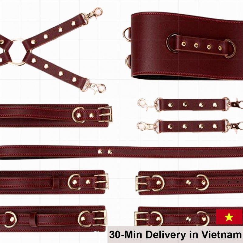 BDSM Leather Waist Thigh Restraint Handcuffs Couples Toy 