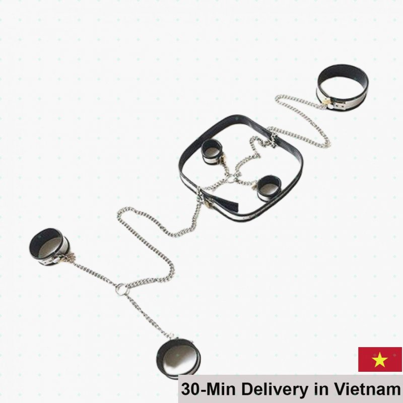 Bondage Set Handcuffs and Restraints Metal and Silicone 