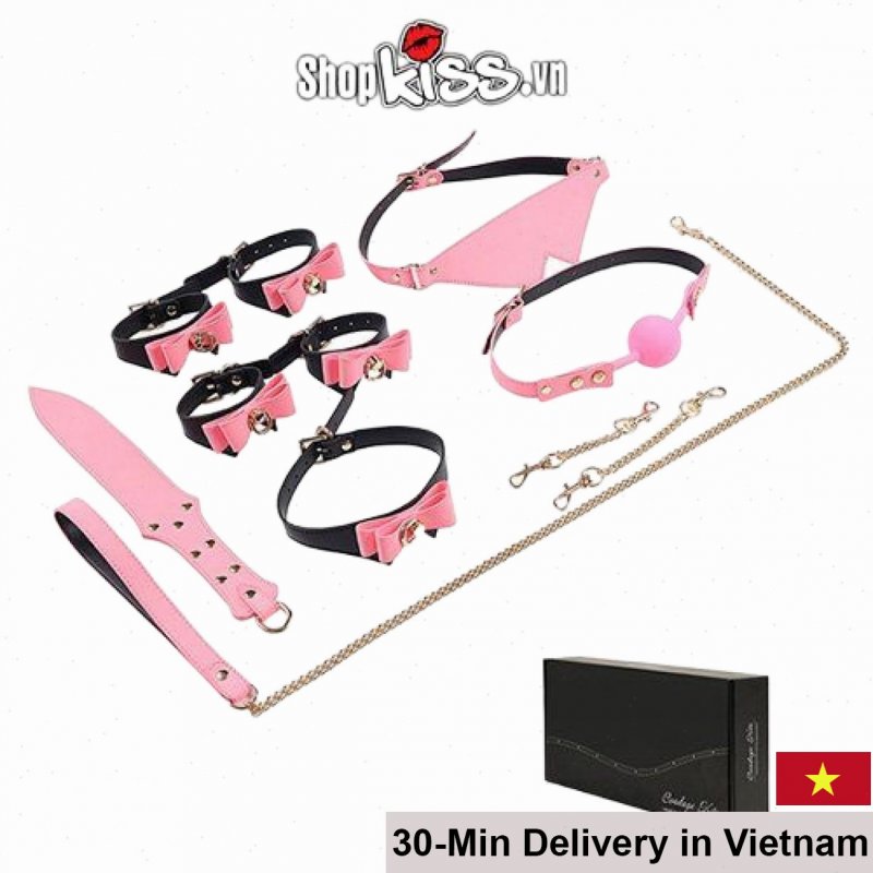 Glow 7pcs BDSM Toy Set Neon Metal PU Unique Pleasure 