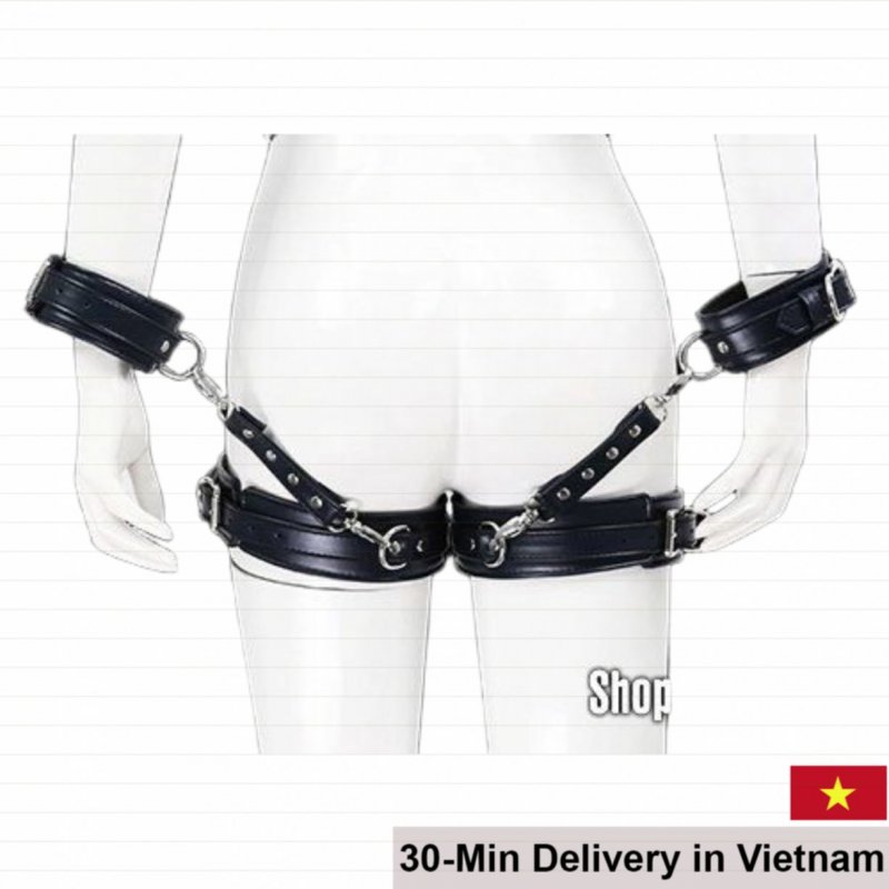 Premium PU Leather BDSM Hand & Thigh Restraint Bondage Set 