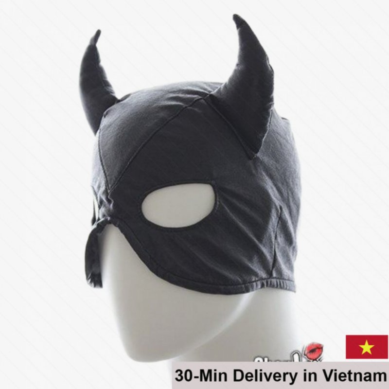Half Face Demon Mask BDSM Horned Party Gear 
