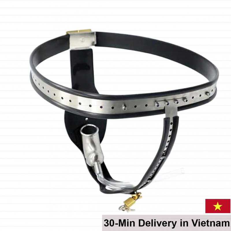 Stainless Steel T-Lock Male Chastity Belt for BDSM Play 