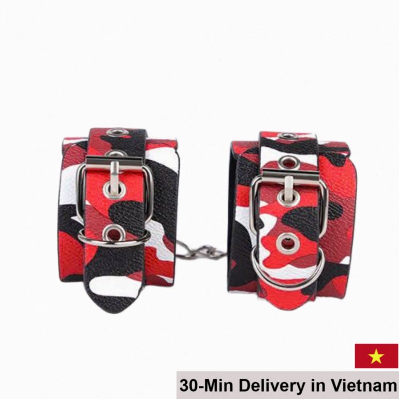 PU Leather Camouflage BDSM Handcuffs for Intense Play 