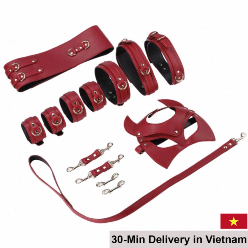 Red BDSM Sex Kit Bondage Set for Passionate Couples 
