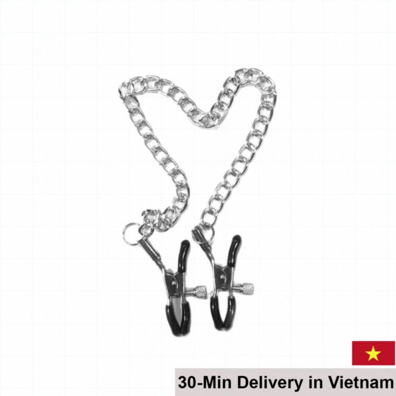 BDSM Nipple Clamp with Chain Sensation Enhancer 