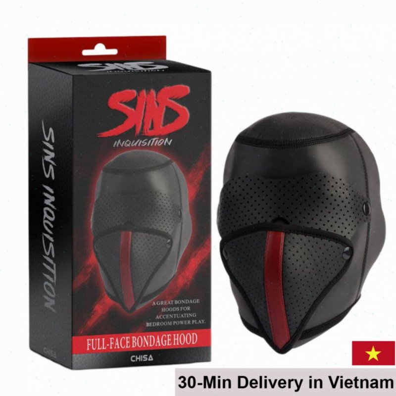 Chisa Sins Full-Face Bondage Hood Breathable PU BDSM Mask 