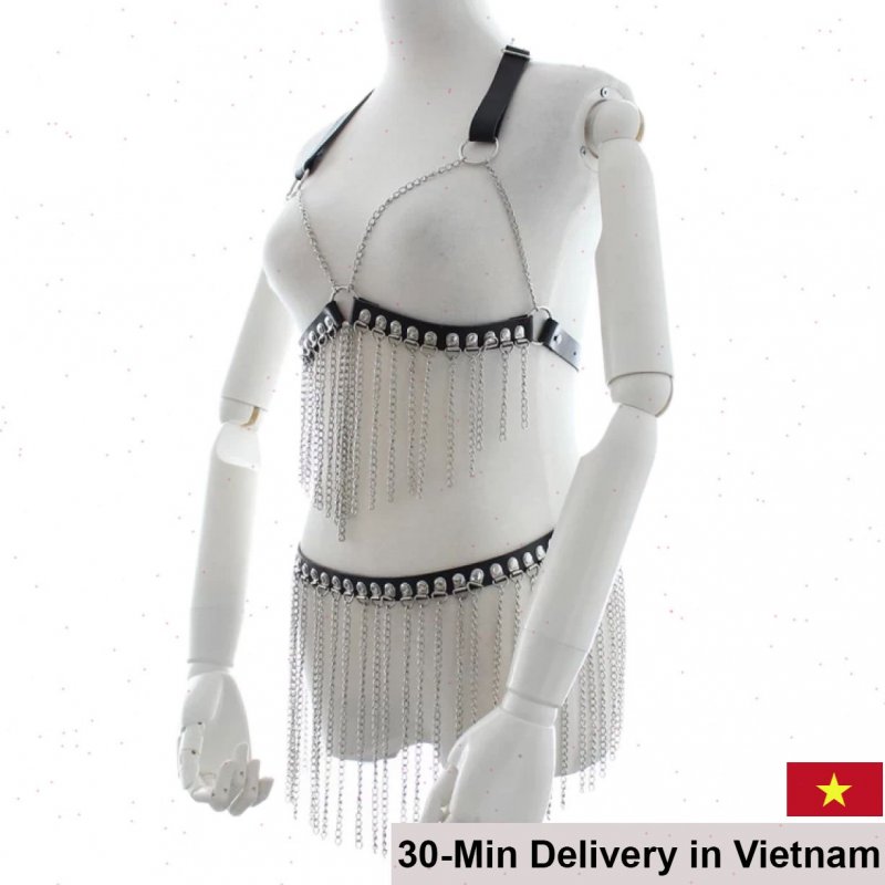 Leather Chain BDSM Erotic Costume Sexy Sensual Roleplay 