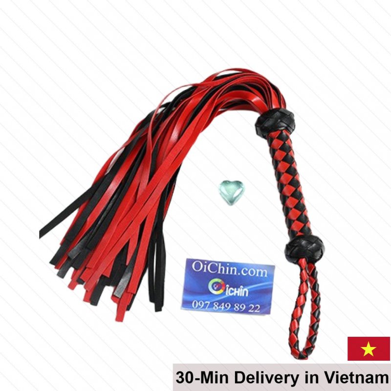 SM Red BDSM Leather Whip Spanking Pain Pleasure Toy 