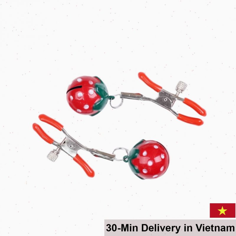 Strawberry Nipple Clips BDSM Metal Silicone Adjustable Pleasure 