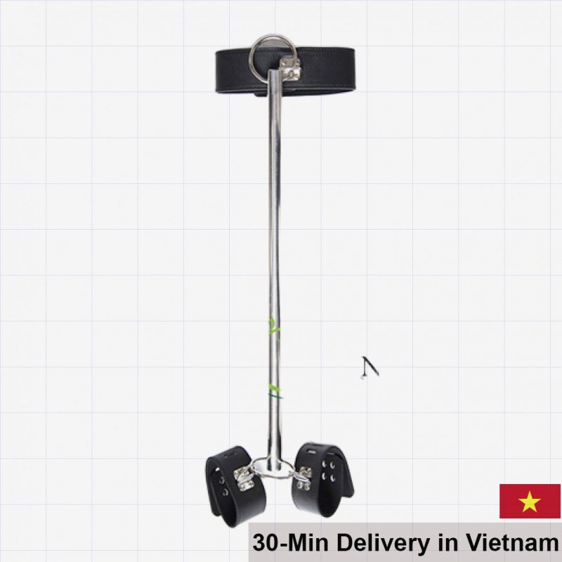 BDSM Handcuffs Collar Restraint Set With Lock Fixation 