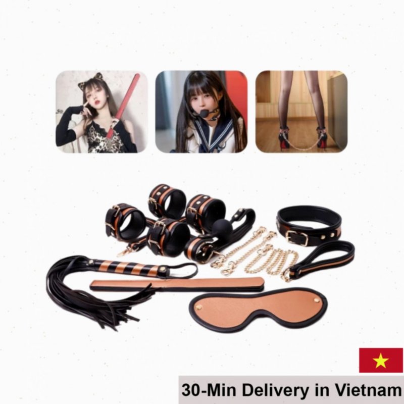 Yeain Deluxe 8-Piece BDSM Kit Leather Set for Intense Play 